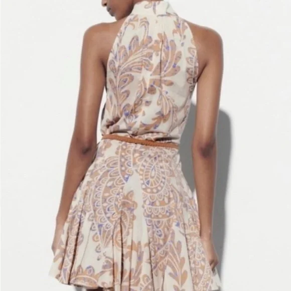 Zara neutral color mini dress NWT comes with a rope belt. - Picture 7 of 7